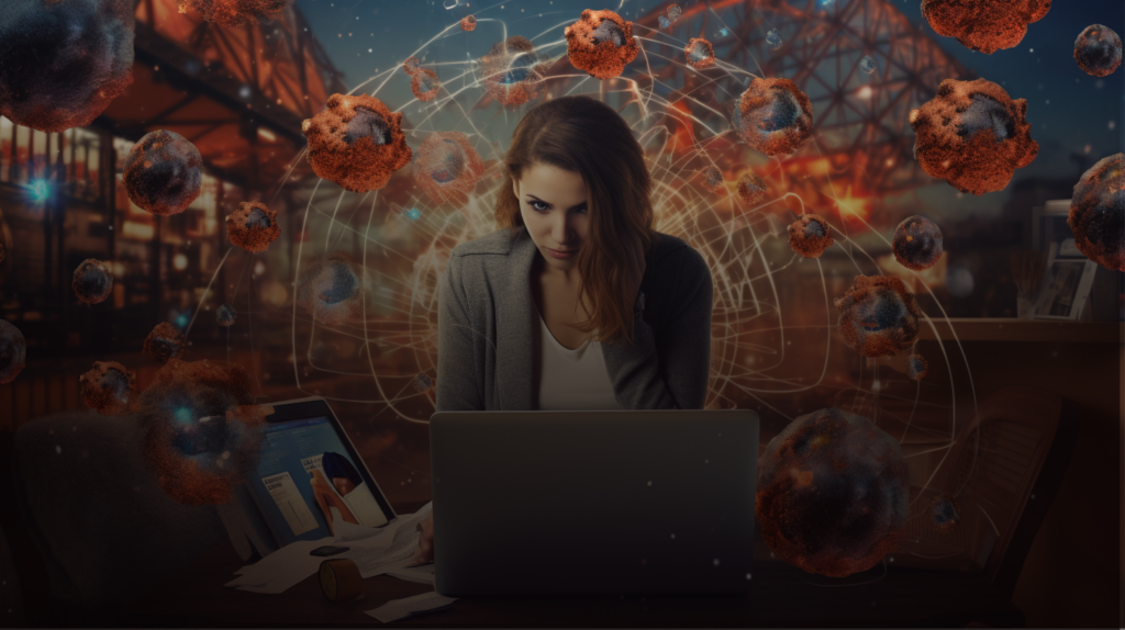 A woman security analyst working on stopping online fraud.